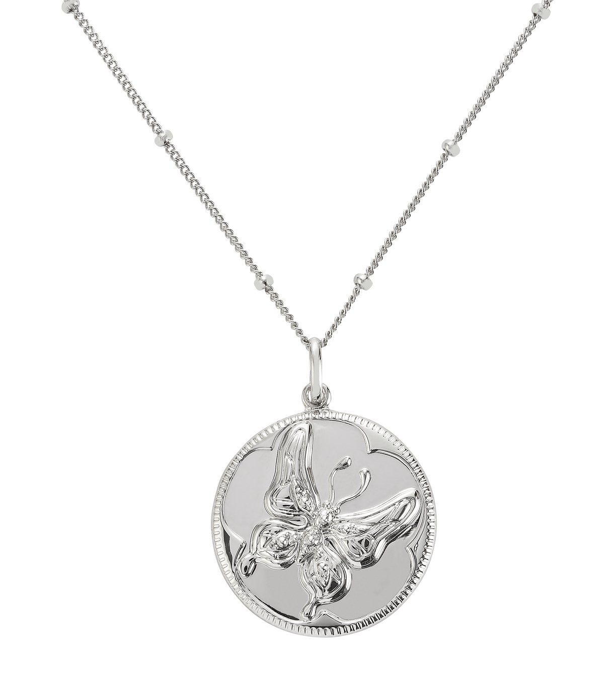 Revere Sterling Silver Butterfly Coin Pendant Necklace (9343775