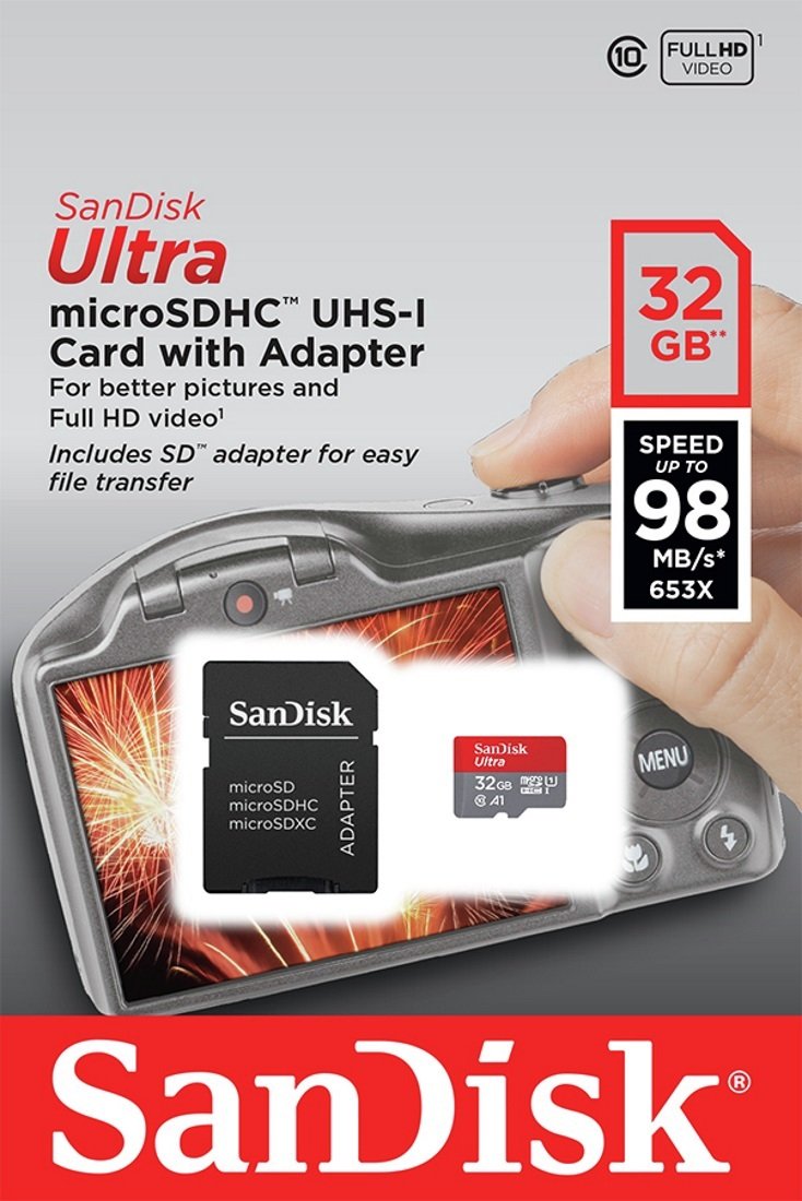 SanDisk Ultra 98MBs MicroSDHC Memory Card - 32GB