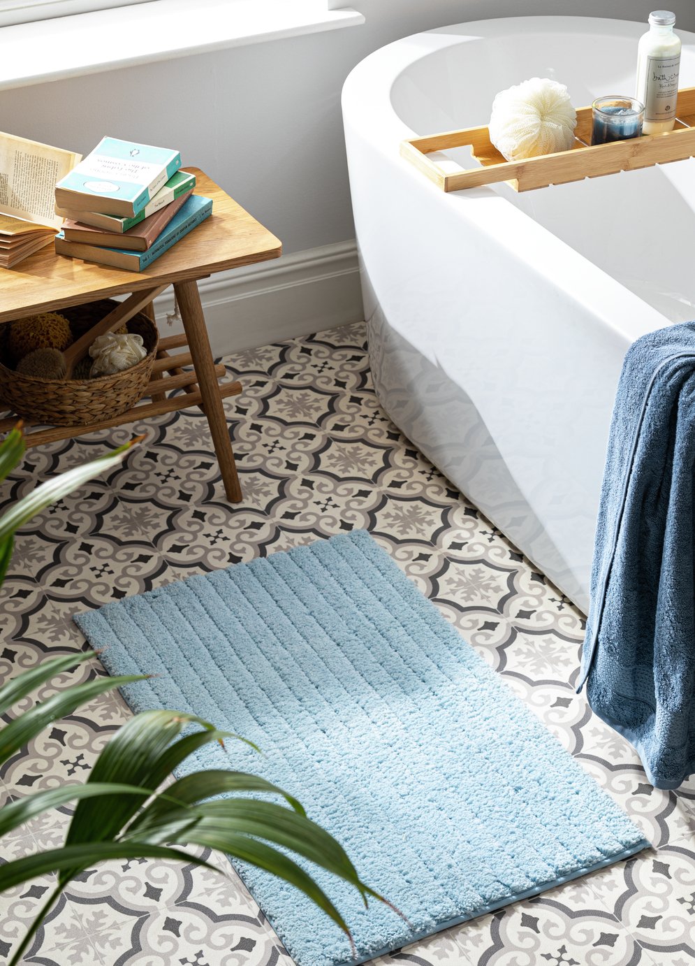 Habitat Supersoft Quick Dry Bath Mat - Coastal Blue