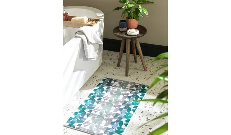 Habitat Geometric Bath Mat - Blue & Green