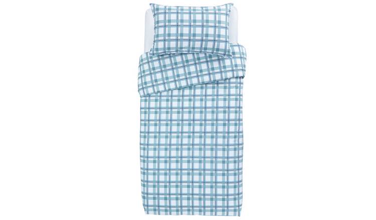 Buy Argos Home Light Blue Check Bedding Set Single Duvet