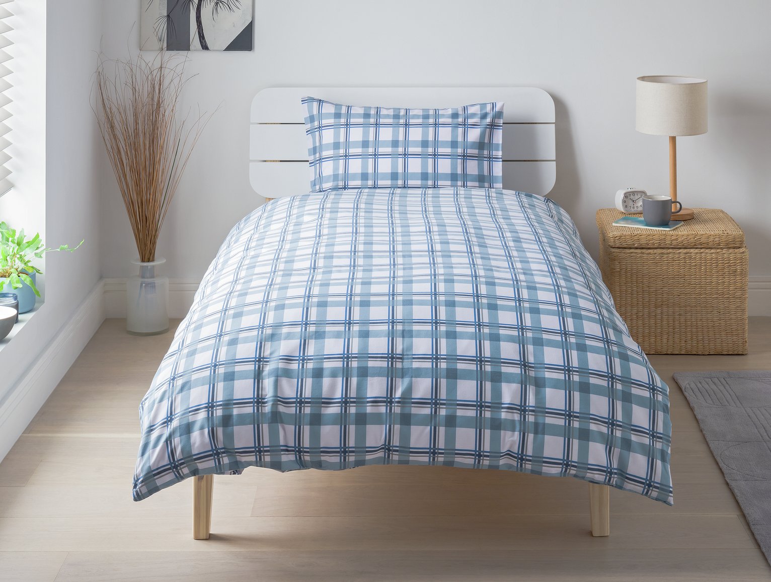 Argos Home Light Blue Check Bedding Set Reviews Updated April 2023