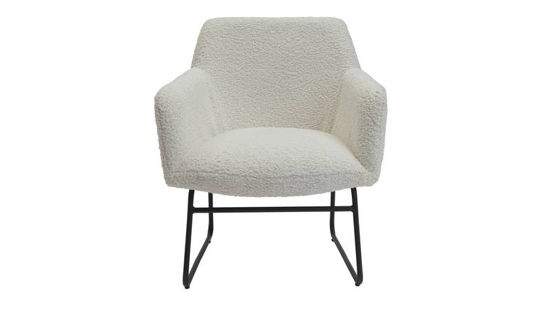 Habitat Cyrus Boucle Sleigh Chair - White
