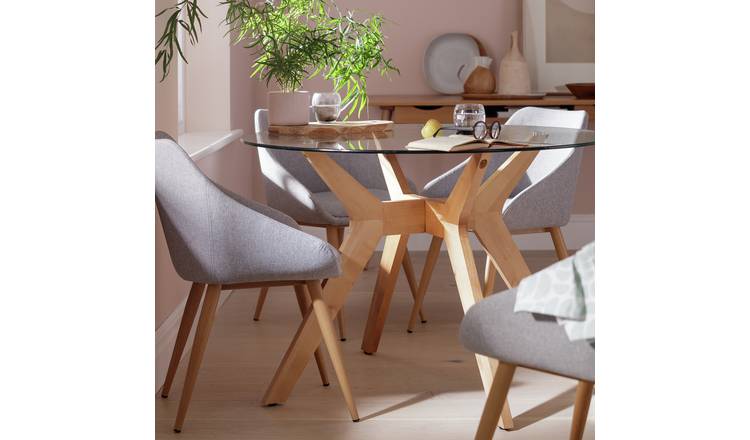 Round glass 4 seater deals dining table