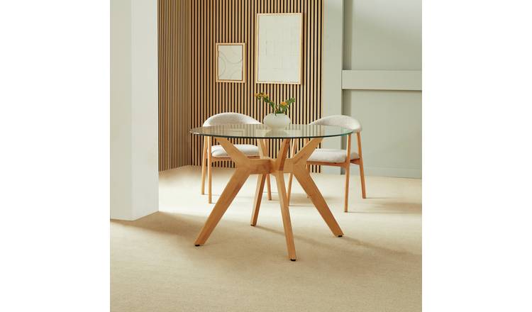 Habitat Zela Glass 4 Seater Dining Table - Natural