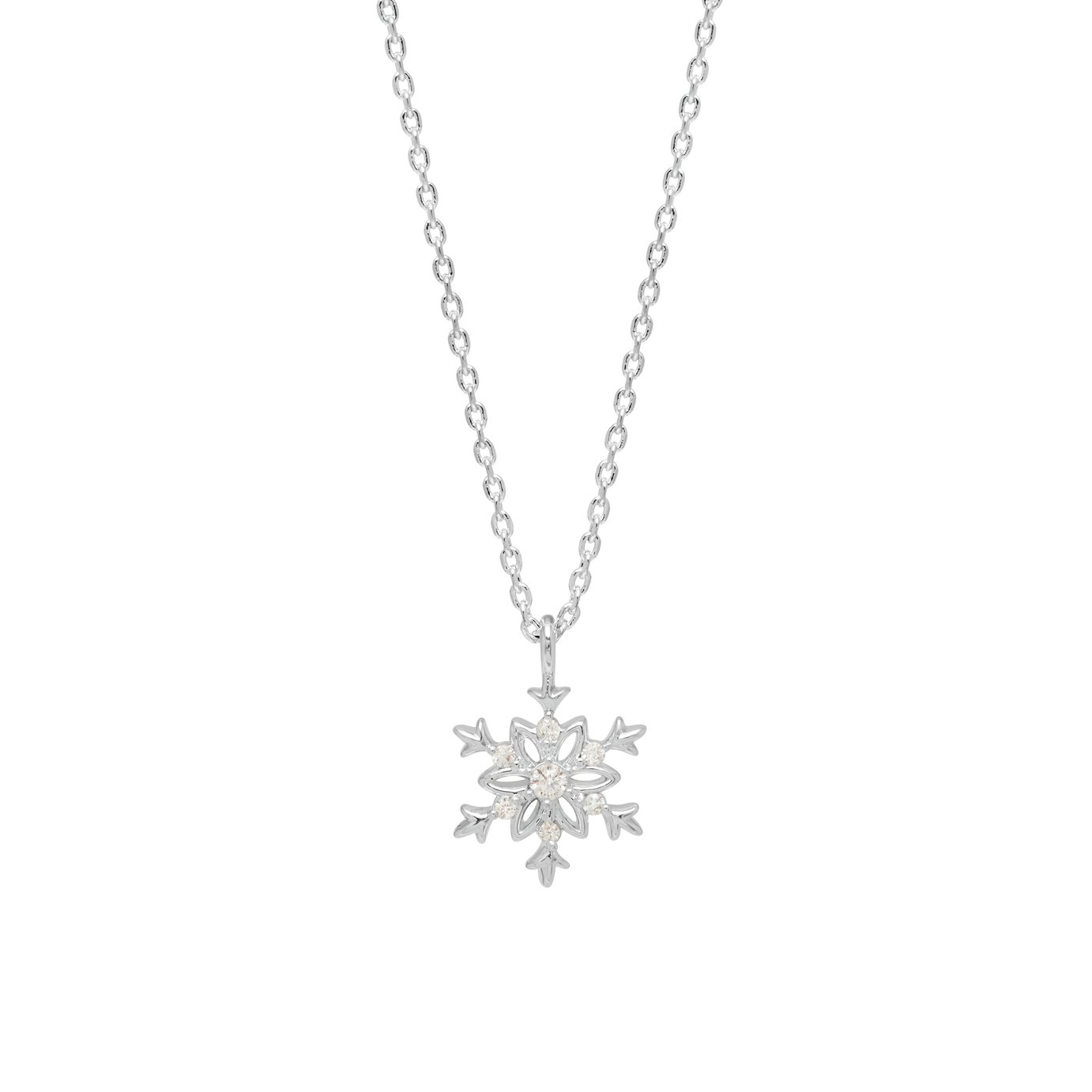 Amelia Grace Snowflake Silver Coloured Necklace
