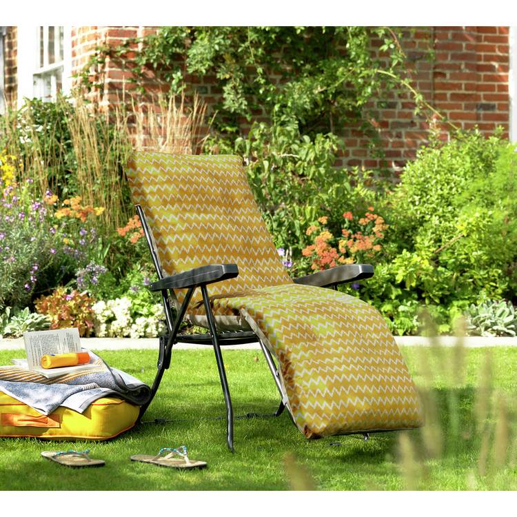 Argos Home Folding Metal Sun Lounger - Yellow 0