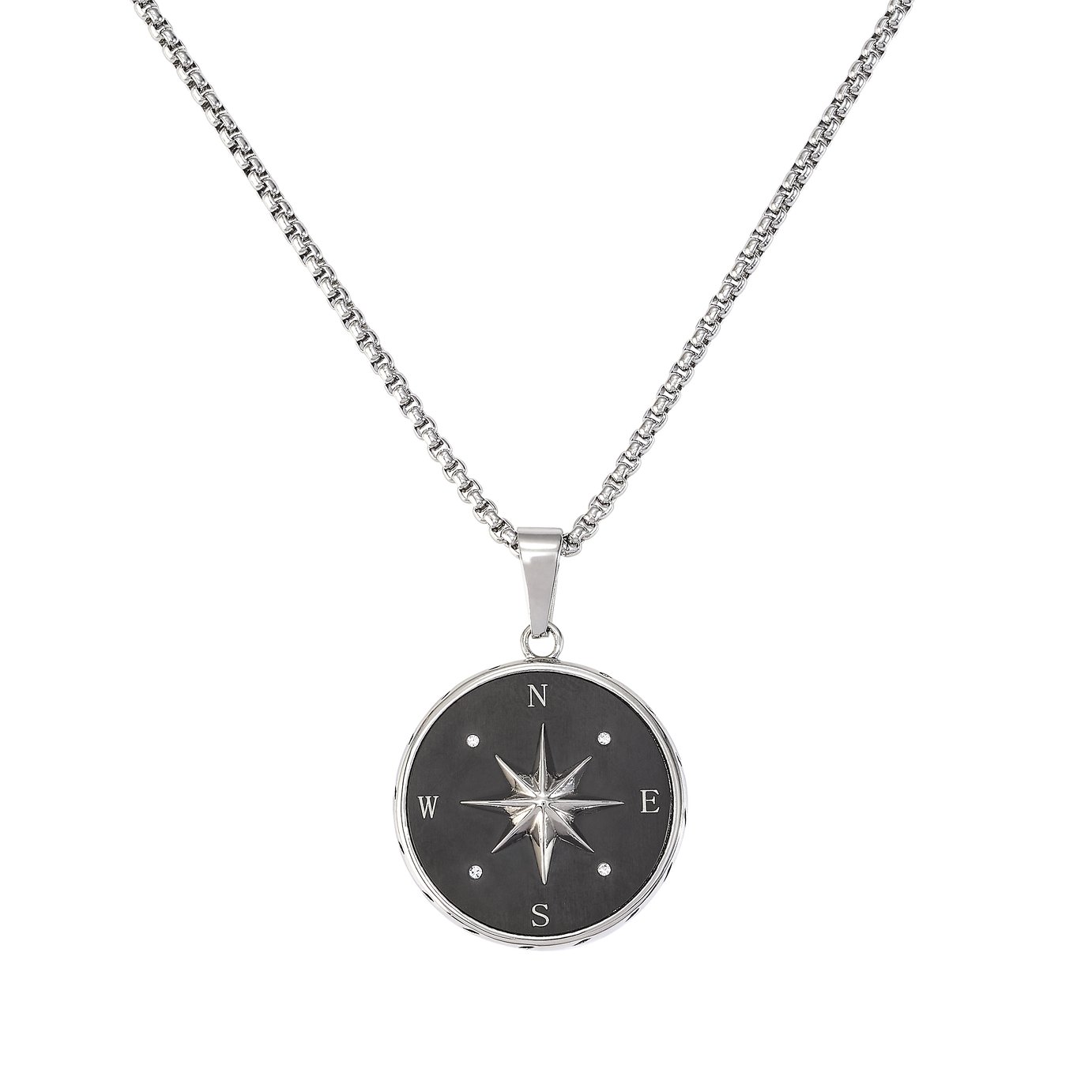 Revere Crystal Set Compass Pendant Stainless Steel Necklace Review