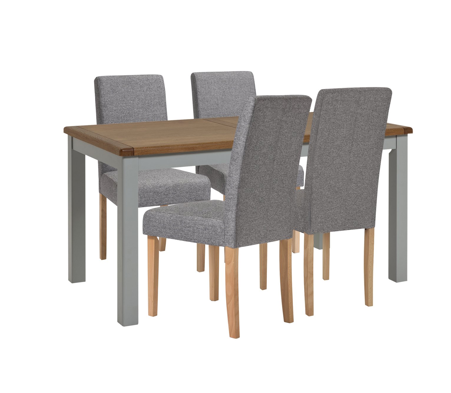 Habitat Kent Wood Veneer Dining Table & 4 Grey Chairs