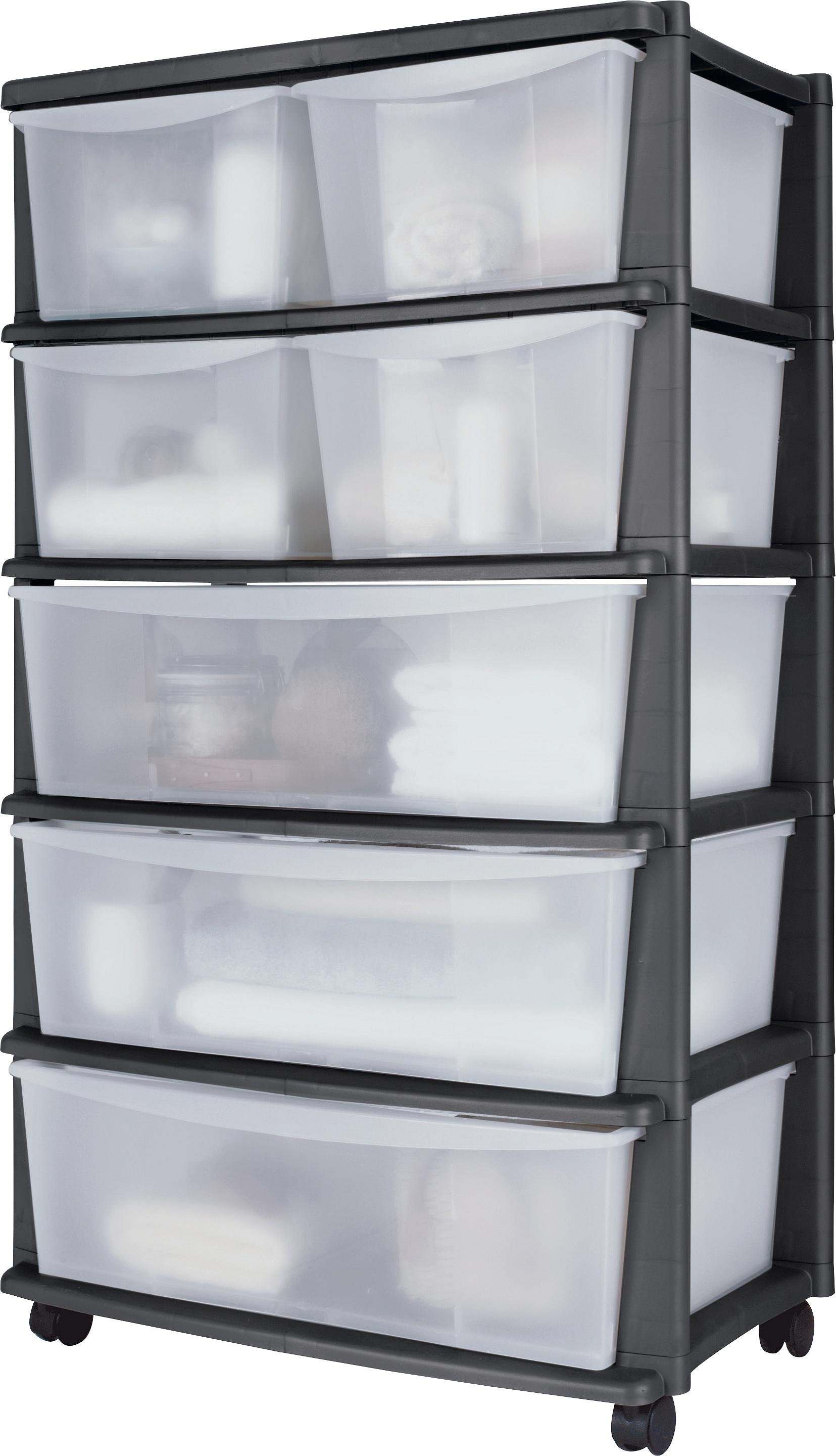 Argos Home 7 Drawer Black Plastic Wide Tower Storage Unit (9350012