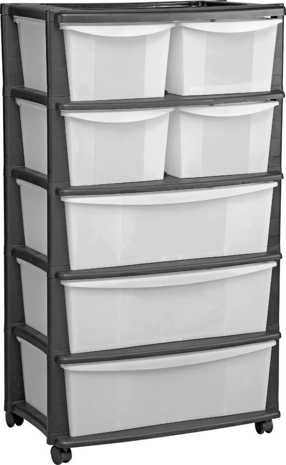 Argos Home 7 Drawer Black Plastic Wide Tower Storage Unit