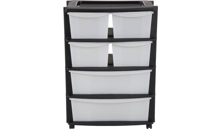 Buy Argos Home 6 Drawer Black Plastic Wide Tower Storage Unit Plastic