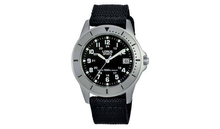 Buy Lorus Men's Black Canvas Strap Sports Watch | Men's  