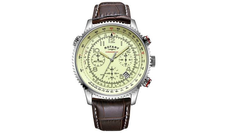 Rotary Men's Chronograph Brown Leather Strap Watch