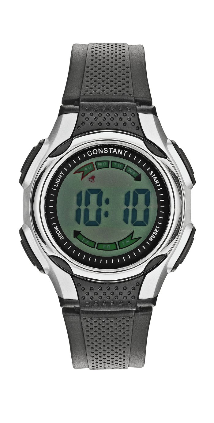 Constant Men's Multi Function Black Plastic Strap Watch