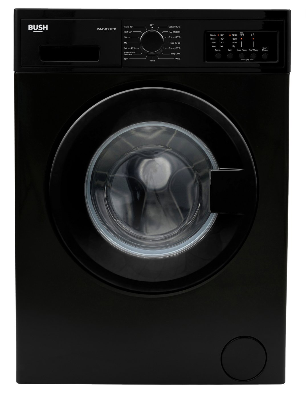 Bush WMSAE712EB 7KG 1200 Spin Washing Machine - Black