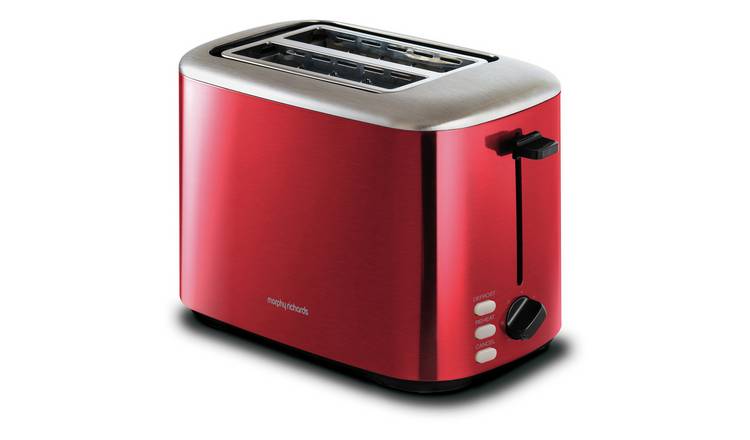 Russell Hobbs Retro Style 2-Slice Red Wide Slot Toaster with Built