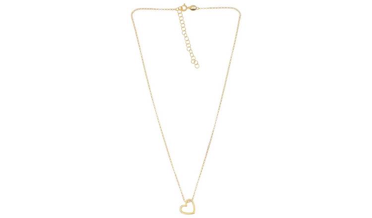 Revere 9ct Gold Plated Open Heart Pendant Necklace