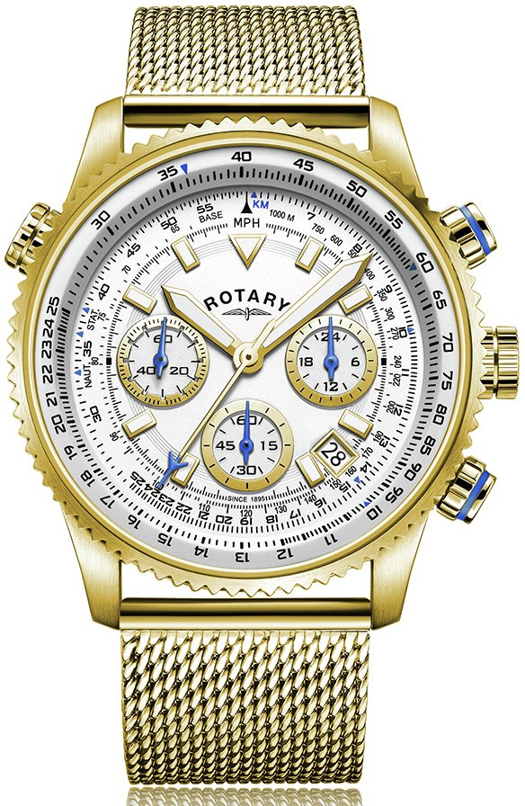 Rotary Men's Gold Plated Stainless Steel Bracelet Watch