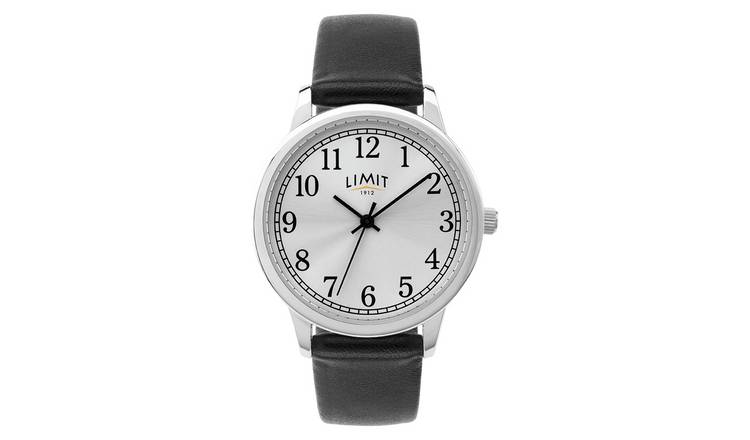 Buy Limit Ladies Silver Dial Black Faux Leather Strap Watch Womens watches Argos