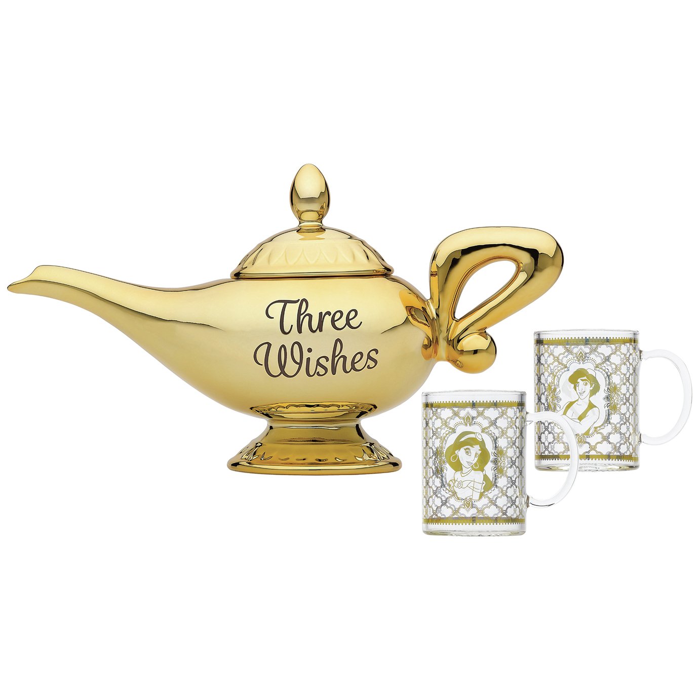 Disney Aladdin Genie Lamp Tea Pot & Glasses