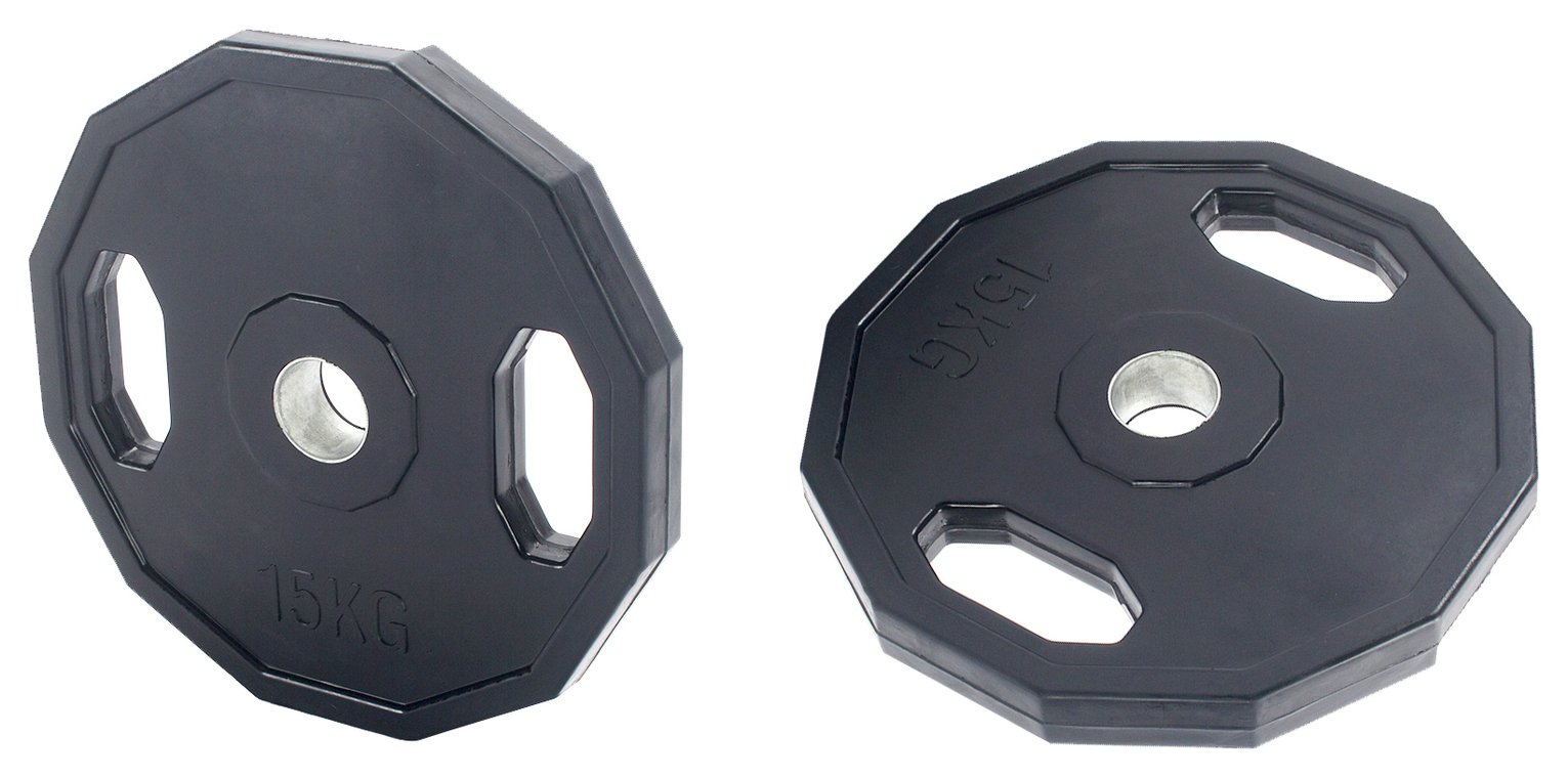 Pro Fitness Olympic Rubber Weight Plates 2 x 15kg