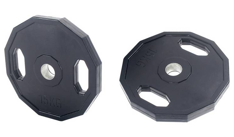 Pro Fitness Olympic Rubber Weight Plates 2 x 15kg
