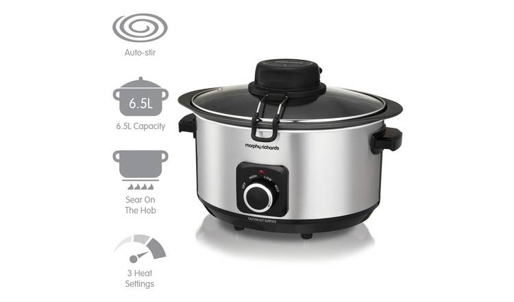 Morphy Richards 48715 Oval Slow Cooker, 6.5 L - Silver 220 VOLT NOT FOR USA