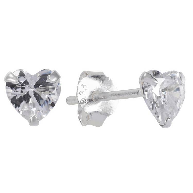 Revere Heart Cubic Zirconia Sterling Silver Stud Earrings 0
