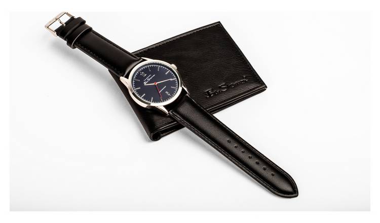 Buy Ben Sherman Men s Black Faux Leather Strap Watch and Wallet