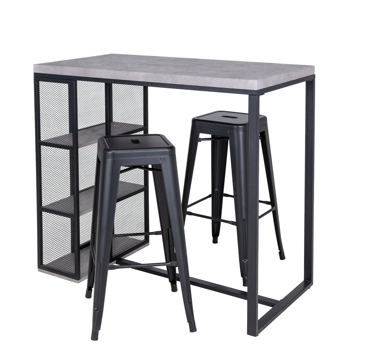 Argos Home Stone Effect Bar Table & 2 Bar Stools