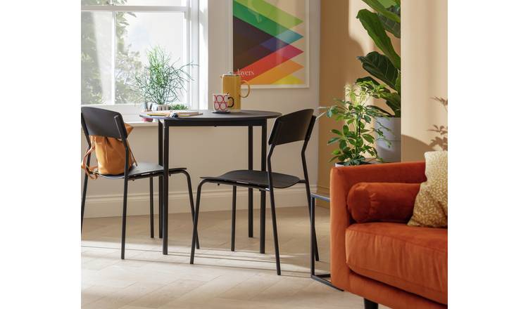 Buy Argos Home Stella Wood Effect Dining Table & 2 Black Chairs | Dining  table and chair sets | Argos