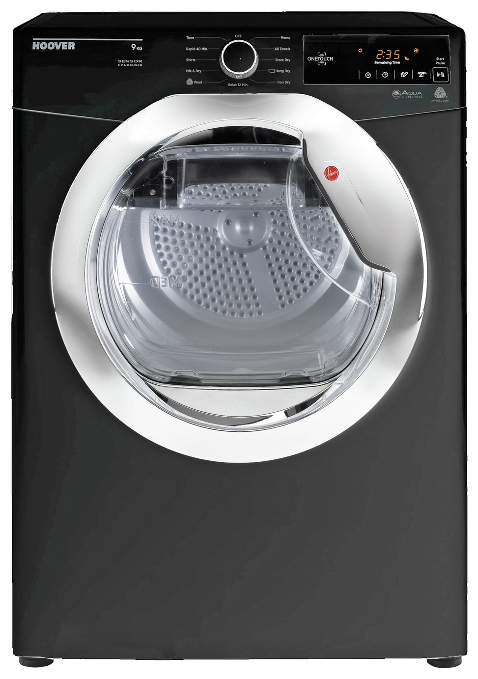 Hoover DXC 9TCEB 9KG Condenser Tumble Dryer - Black