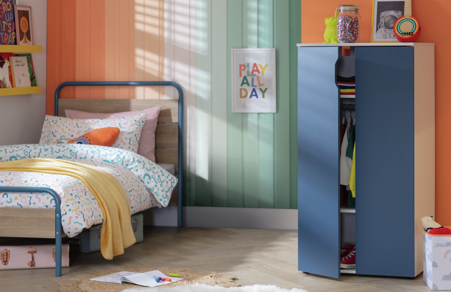 Habitat Kids Pod 2 Door Short Wardrobe Blue (9378685) Argos Price