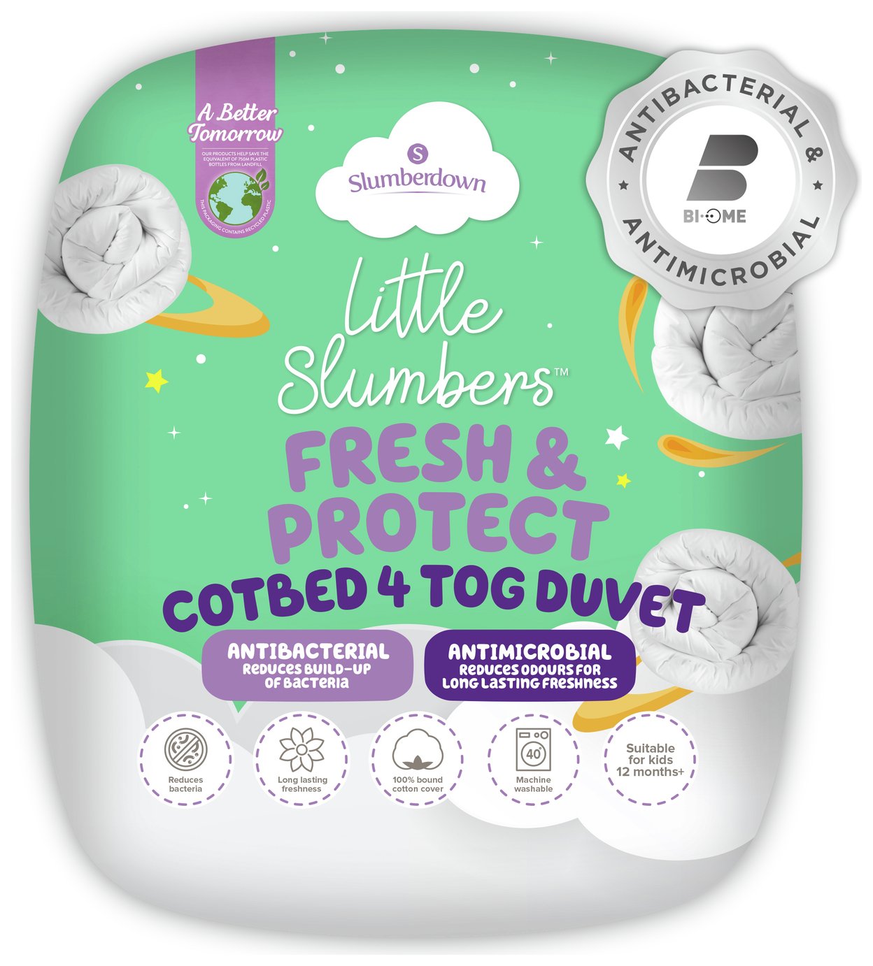 Slumberdown Anti Bacterial 4 Tog Kids Duvet - Toddler