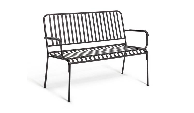 Buy Habitat Indu 2 Seater Metal Bench Black Argos