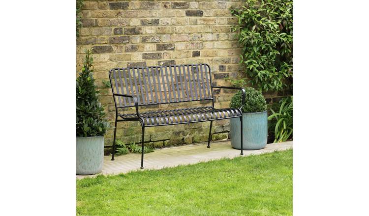 Buy Habitat Indu 2 Seater Metal Bench Black Garden benches and