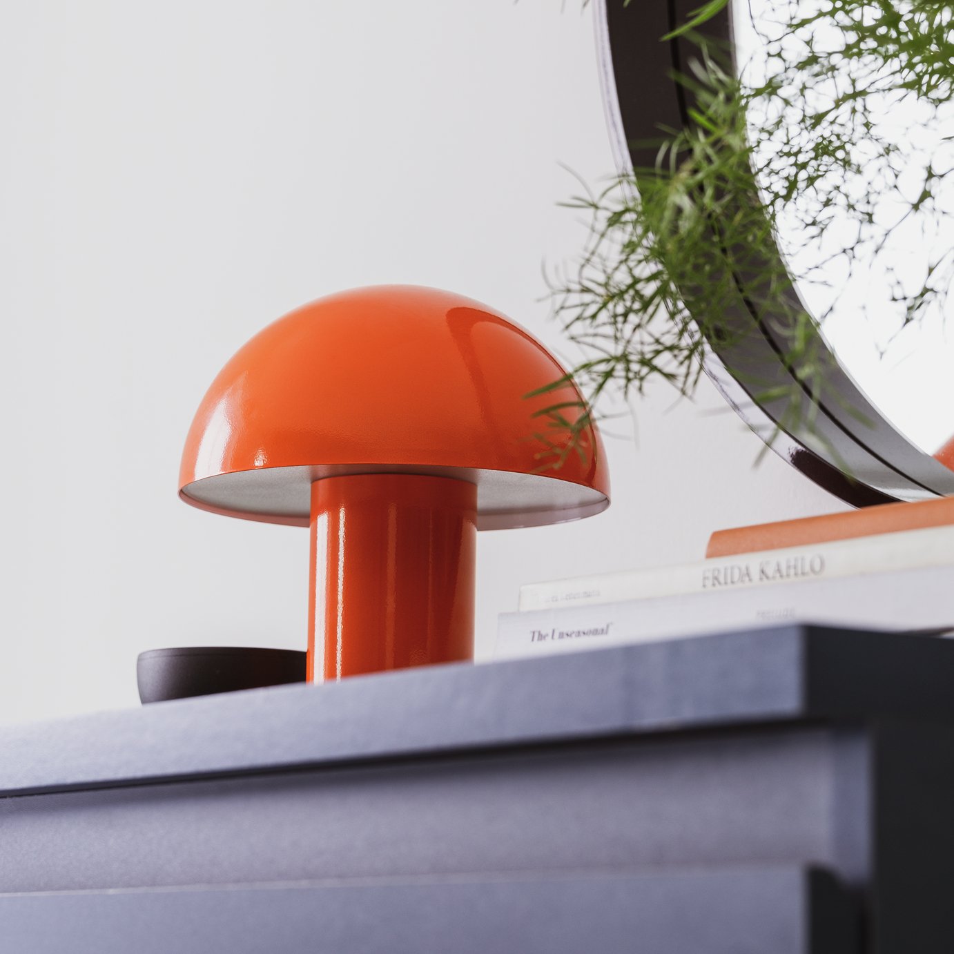 Habitat Ngami Mushroom Aluminium LED Touch Table Lamp-Orange