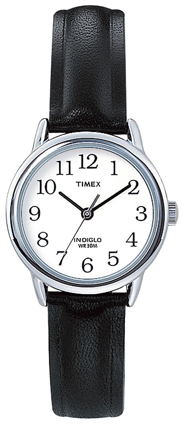 Timex Ladies Black Leather Strap Watch
