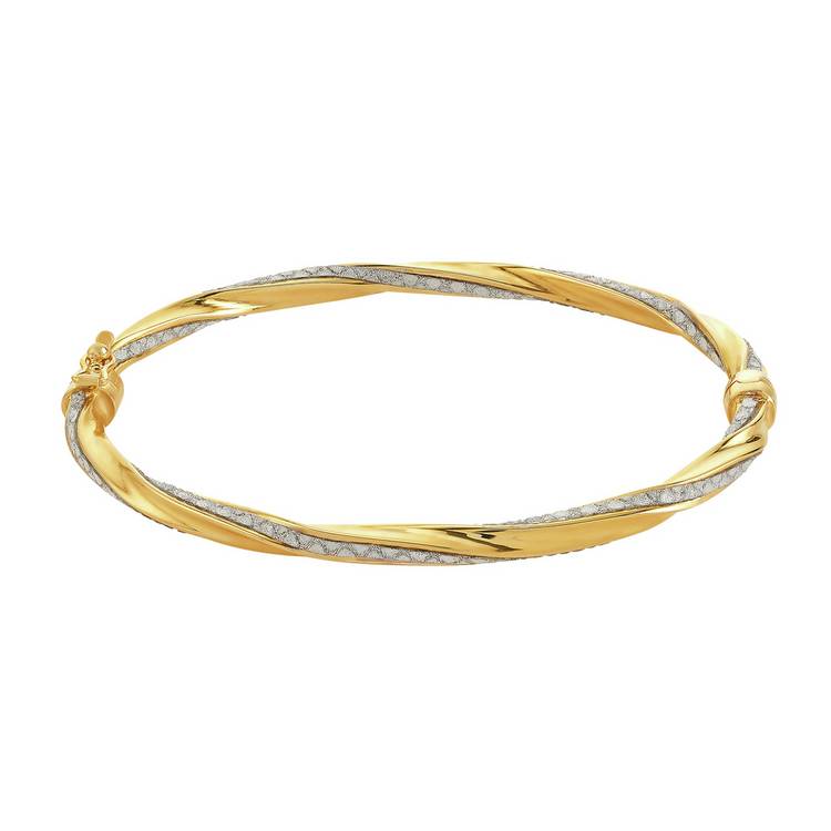 Revere 9ct Gold Plated Silver Glitter Twisted Bangle 0