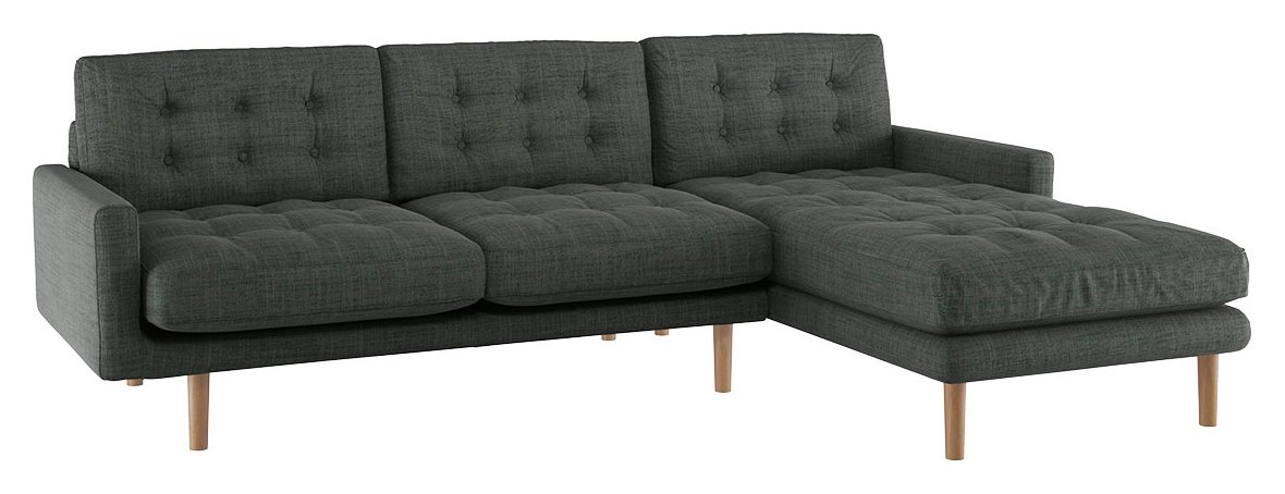 Habitat Fenner Fabric Right Hand Corner Chaise Sofa-Charcoal