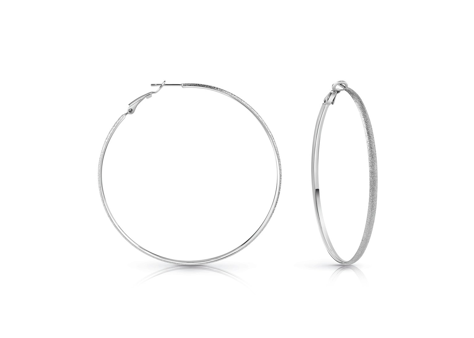 Guess All Around Guess Silver Large Hoop Earrings