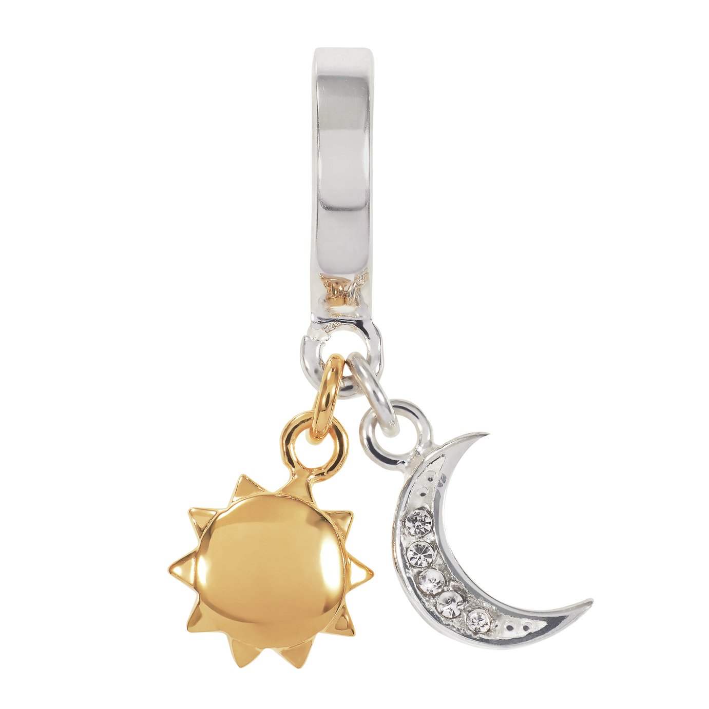 Moon & Back Sterling Silver Drop Moon and Sun Charm