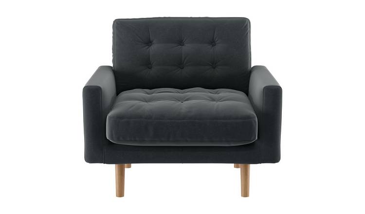 Buy Habitat Fenner Velvet Armchair Dark Grey Armchairs Habitat