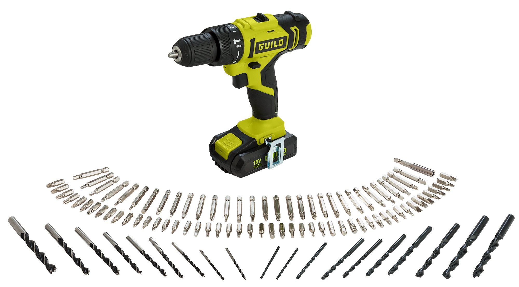 Guild 2.0AH Cordless Impact Drill & 100 Accessories - 18V