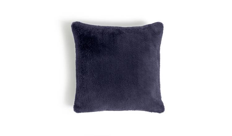 Navy blue fur store pillow