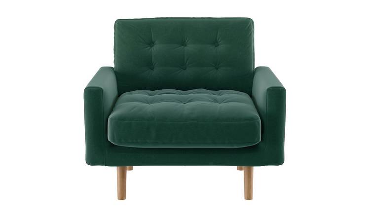 Buy Habitat Fenner Emerald Green Velvet Armchair Armchairs and chairs