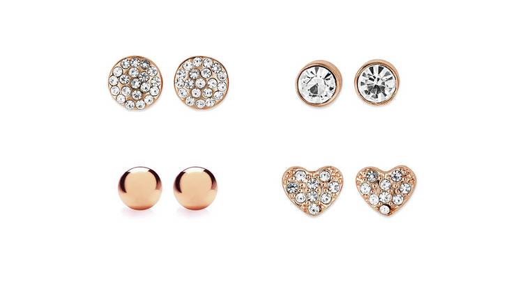 Buckley London Rose Gold Plated Stud Earrings - Set of 4