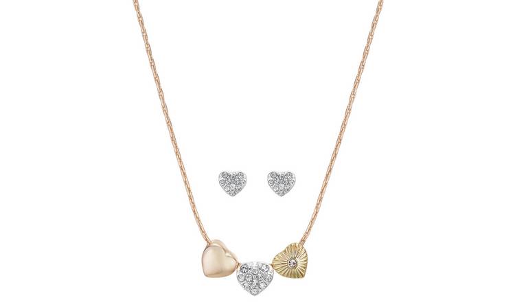 Buckley London Gold Plated Love Pendant and Stud Earring Set
