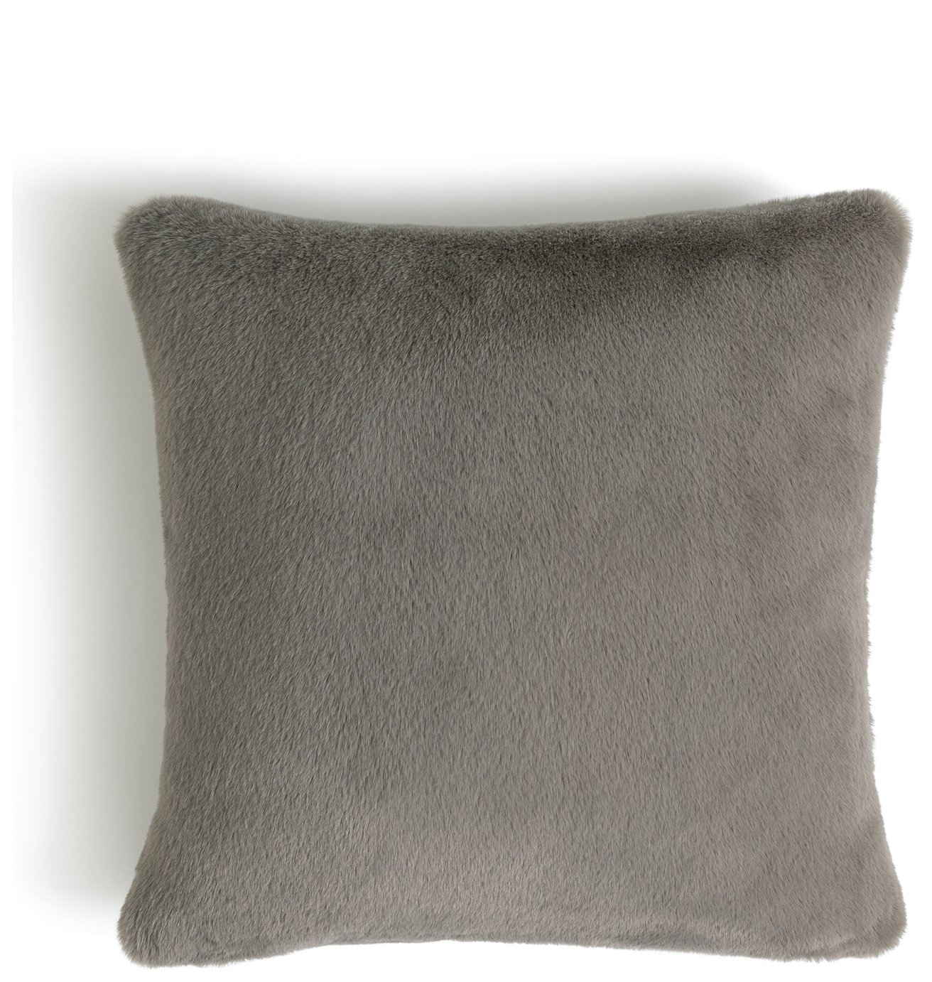 Habitat Plain Faux Fur Cushion - Grey - 43x43cm